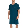 image:imageSWOMOG Mens Nightshirt Short Sleeve Nightgown Sleepwear Soft Loose Loungewear Lightweight Nightwear Comfy Sleep ShirtDeep Navy Blue