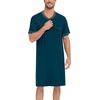 image:imageSWOMOG Mens Nightshirt Short Sleeve Nightgown Sleepwear Soft Loose Loungewear Lightweight Nightwear Comfy Sleep ShirtDeep Navy Blue
