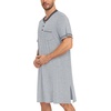 image:imageSWOMOG Mens Nightshirt Short Sleeve Nightgown Sleepwear Soft Loose Loungewear Lightweight Nightwear Comfy Sleep ShirtGray