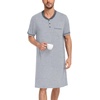 image:imageSWOMOG Mens Nightshirt Short Sleeve Nightgown Sleepwear Soft Loose Loungewear Lightweight Nightwear Comfy Sleep ShirtGray