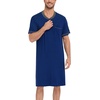 image:imageSWOMOG Mens Nightshirt Short Sleeve Nightgown Sleepwear Soft Loose Loungewear Lightweight Nightwear Comfy Sleep ShirtNavy Blue