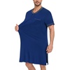 image:imageSWOMOG Mens Nightshirt Short Sleeve Nightgown Sleepwear Soft Loose Loungewear Lightweight Nightwear Comfy Sleep ShirtNavy Blue
