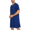 image:imageSWOMOG Mens Nightshirt Short Sleeve Nightgown Sleepwear Soft Loose Loungewear Lightweight Nightwear Comfy Sleep ShirtNavy Blue