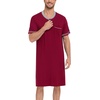 image:imageSWOMOG Mens Nightshirt Short Sleeve Nightgown Sleepwear Soft Loose Loungewear Lightweight Nightwear Comfy Sleep ShirtWine Red