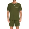 image:imageSWOMOG Mens Pajamas Set Summer Sleepwear Short Sleeve Pjs Set Soft 2 Piece Lounge Set Comfy Loungewear with PocketsArmy Green