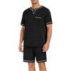 image:imageSWOMOG Mens Pajamas Set Summer Sleepwear Short Sleeve Pjs Set Soft 2 Piece Lounge Set Comfy Loungewear with PocketsBlecked Black