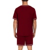 image:imageSWOMOG Mens Pajamas Set Summer Sleepwear Short Sleeve Pjs Set Soft 2 Piece Lounge Set Comfy Loungewear with PocketsDeep Wine Red