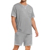 image:imageSWOMOG Mens Pajamas Set Summer Sleepwear Short Sleeve Pjs Set Soft 2 Piece Lounge Set Comfy Loungewear with PocketsGrey