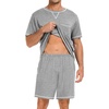 image:imageSWOMOG Mens Pajamas Set Summer Sleepwear Short Sleeve Pjs Set Soft 2 Piece Lounge Set Comfy Loungewear with PocketsGrey