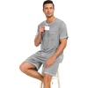 image:imageSWOMOG Mens Pajamas Set Summer Sleepwear Short Sleeve Pjs Set Soft 2 Piece Lounge Set Comfy Loungewear with PocketsGrey