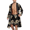 image:imageSWOMOG Mens Satin Robe Silky Kimono Bathrobe with Shorts Set Lightweight Soft Loungewear NightwearBlack Dragon