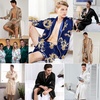 image:imageSWOMOG Mens Satin Robe Silky Kimono Bathrobe with Shorts Set Lightweight Soft Loungewear NightwearBlue Dragon