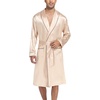 image:imageSWOMOG Mens Satin Robe Silky Kimono Bathrobe with Shorts Set Lightweight Soft Loungewear NightwearChampagne