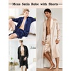 image:imageSWOMOG Mens Satin Robe Silky Kimono Bathrobe with Shorts Set Lightweight Soft Loungewear NightwearChampagne