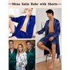 image:imageSWOMOG Mens Satin Robe Silky Kimono Bathrobe with Shorts Set Lightweight Soft Loungewear NightwearDark Green