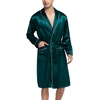 image:imageSWOMOG Mens Satin Robe Silky Kimono Bathrobe with Shorts Set Lightweight Soft Loungewear NightwearDark Green