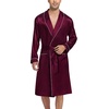 image:imageSWOMOG Mens Satin Robe Silky Kimono Bathrobe with Shorts Set Lightweight Soft Loungewear NightwearDark Wine Red