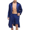 image:imageSWOMOG Mens Satin Robe Silky Kimono Bathrobe with Shorts Set Lightweight Soft Loungewear NightwearNavy Blue