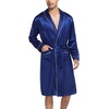 image:imageSWOMOG Mens Satin Robe Silky Kimono Bathrobe with Shorts Set Lightweight Soft Loungewear NightwearNavy Blue