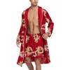 image:imageSWOMOG Mens Satin Robe Silky Kimono Bathrobe with Shorts Set Lightweight Soft Loungewear NightwearRed Dragon