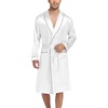 image:imageSWOMOG Mens Satin Robe Silky Kimono Bathrobe with Shorts Set Lightweight Soft Loungewear NightwearWhite