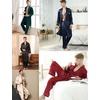 image:imageSWOMOG Mens Satin Robe Silky Kimono Bathrobe with Shorts Set Lightweight Soft Loungewear NightwearZlong Sleevereda