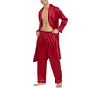 image:imageSWOMOG Mens Satin Robe Silky Kimono Bathrobe with Shorts Set Lightweight Soft Loungewear NightwearZlong Sleevereda