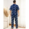 image:imageSWOMOG Mens Silk Pajamas Set Satin Pj Set Short Sleeve Sleepwear Button Down Lounge Set with Drawstring amp Pockets S3XLNavy Blue Zebra Print