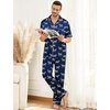 image:imageSWOMOG Mens Silk Pajamas Set Satin Pj Set Short Sleeve Sleepwear Button Down Lounge Set with Drawstring amp Pockets S3XLNavy Blue Zebra Print