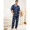 image:imageSWOMOG Mens Silk Pajamas Set Satin Pj Set Short Sleeve Sleepwear Button Down Lounge Set with Drawstring amp Pockets S3XLNavy Blue Zebra Print