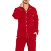 image:imageSWOMOG Modal Pajamas for Men Long Sleeve Christmas Red Cotton Sleepwear Soft Button Down Lounge Set 2 Pcs Modal Pj Set with Pockets