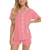 image:imageSWOMOG Womens Button Down Pajamas Set Short Sleeve Sleepwear Bride Soft Pj Lounge Sets XS3XLBlush Rose