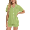 image:imageSWOMOG Womens Button Down Pajamas Set Short Sleeve Sleepwear Bride Soft Pj Lounge Sets XS3XLGrass Green