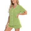 image:imageSWOMOG Womens Button Down Pajamas Set Short Sleeve Sleepwear Bride Soft Pj Lounge Sets XS3XLGrass Green