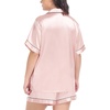 image:imageSWOMOG Womens Plus Size Pajama Set Silk Satin Pajamas Button Down Loungewear Short Sleeve Pjs 2 piece Sleepwear 1628WBlush Pink