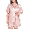 image:imageSWOMOG Womens Plus Size Pajama Set Silk Satin Pajamas Button Down Loungewear Short Sleeve Pjs 2 piece Sleepwear 1628WBlush Pink