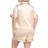 image:imageSWOMOG Womens Plus Size Pajama Set Silk Satin Pajamas Button Down Loungewear Short Sleeve Pjs 2 piece Sleepwear 1628WChampagne
