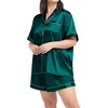 image:imageSWOMOG Womens Plus Size Pajama Set Silk Satin Pajamas Button Down Loungewear Short Sleeve Pjs 2 piece Sleepwear 1628WGreen
