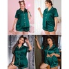 image:imageSWOMOG Womens Plus Size Pajama Set Silk Satin Pajamas Button Down Loungewear Short Sleeve Pjs 2 piece Sleepwear 1628WGreen