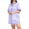 image:imageSWOMOG Womens Plus Size Pajama Set Silk Satin Pajamas Button Down Loungewear Short Sleeve Pjs 2 piece Sleepwear 1628WLavender