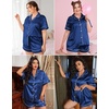 image:imageSWOMOG Womens Plus Size Pajama Set Silk Satin Pajamas Button Down Loungewear Short Sleeve Pjs 2 piece Sleepwear 1628WNavy Blue