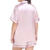 image:imageSWOMOG Womens Plus Size Pajama Set Silk Satin Pajamas Button Down Loungewear Short Sleeve Pjs 2 piece Sleepwear 1628WPink