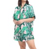 image:imageSWOMOG Womens Plus Size Pajama Set Silk Satin Pajamas Button Down Loungewear Short Sleeve Pjs 2 piece Sleepwear 1628WPink Leaves