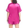 image:imageSWOMOG Womens Plus Size Pajama Set Silk Satin Pajamas Button Down Loungewear Short Sleeve Pjs 2 piece Sleepwear 1628WRose Red