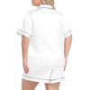 image:imageSWOMOG Womens Plus Size Pajama Set Silk Satin Pajamas Button Down Loungewear Short Sleeve Pjs 2 piece Sleepwear 1628WWhite