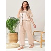 image:imageSWOMOG Womens Plus Size Pajamas Silk Satin Pajama Set Short Sleeve Shirt with FullLength Pants Pjs Sleepwear Set 18W26WChampagne