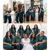 image:imageSWOMOG Womens Plus Size Pajamas Silk Satin Pajama Set Short Sleeve Shirt with FullLength Pants Pjs Sleepwear Set 18W26WDark Green