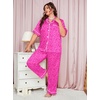 image:imageSWOMOG Womens Plus Size Pajamas Silk Satin Pajama Set Short Sleeve Shirt with FullLength Pants Pjs Sleepwear Set 18W26WHot Pink Leopard