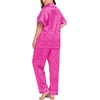 image:imageSWOMOG Womens Plus Size Pajamas Silk Satin Pajama Set Short Sleeve Shirt with FullLength Pants Pjs Sleepwear Set 18W26WHot Pink Leopard