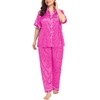image:imageSWOMOG Womens Plus Size Pajamas Silk Satin Pajama Set Short Sleeve Shirt with FullLength Pants Pjs Sleepwear Set 18W26WHot Pink Leopard